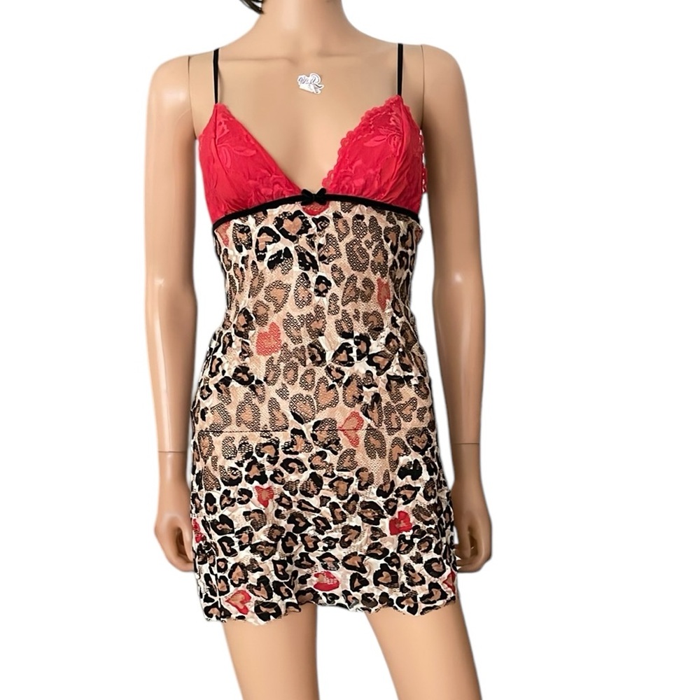 Vintage Victoria Secret Hearts Mesh n Lace Slip Dress Size S